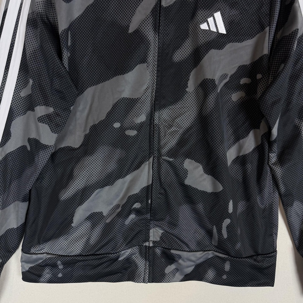 Adidas Jacket Kids 14/16 Black Camo Track Full Zip 3 Stripe Athletic Training - Picture 4 of 11